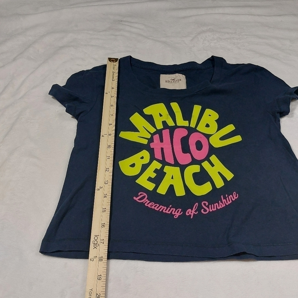 HOLLISTER NAVY BLUE MALIBU BEACH CROP T-SHIRT SIZE XS - Picture 10 of 11